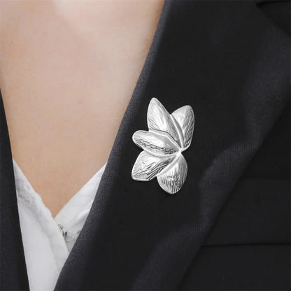 My Shape Leaves Brooch for Woman Girls Fan Shaped Leaves Brooch Pins for Dress Skirts Gold Color Stainless Steel Jewelry Gifts