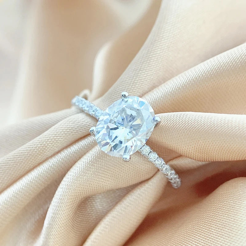 Smyoue オーバルカット 1CT 2CT 3CT Dカラー モアサナイトリング レディース用 ラボダイヤモンド ウェディング プロミスバンド S925 スターリングシルバージュエリー