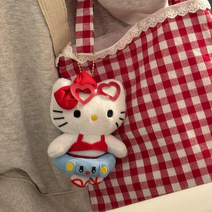 Sanrio Hello Kitty Plush Doll Keychain Pendant Cartoon Kt Cat Stuffed Plushies Key Ring Bag Accessories Girls Gift Kids Toys