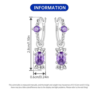 Orstarry 925 Sterling Silver Purple Zircon Candy Earrings Original Jewelry Drop Earrings Jewelry Party Anniversary Gifts