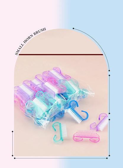 10/1個 プラスチック ネイルブラシ ミックスカラー ネイルハンドスクラブ クリーニングブラシ ダストクリーナー ネイルアート マニキュア ソフトリムーバーツール