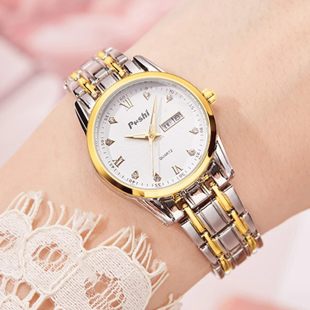 Luxury Women Watches Luminous Waterproof Fashion Ladies Quartz Watch Simple Scale Gold Plated Female Business Wristwatch Clock
