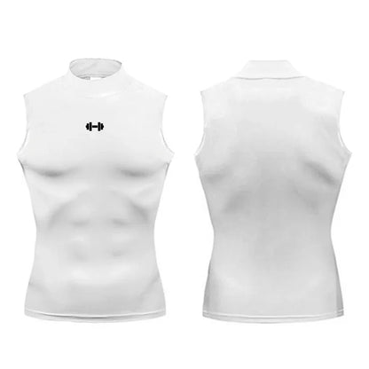 コンプレッションシャツ メンズ 夏用 スポーツウェア ランニングベスト 伸縮性 速乾 スポーツ ノースリーブ トップス Tシャツ タートルネック ジム ワークアウト タンクトップ