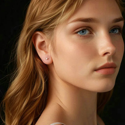 Bamoer U 1CT Moissanite Stud Earrings Round Cut Lab Diamond Platinum Plated Earrings for Women Wedding Minimalist Gift S925