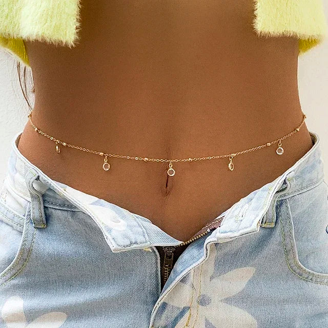 新しいファッションセクシーな二重層パールチェーン、女性用ウエストビーズベリーチェーン、ベリーベルト、夏のビーチボディジュエリー、フェスティバルギフト