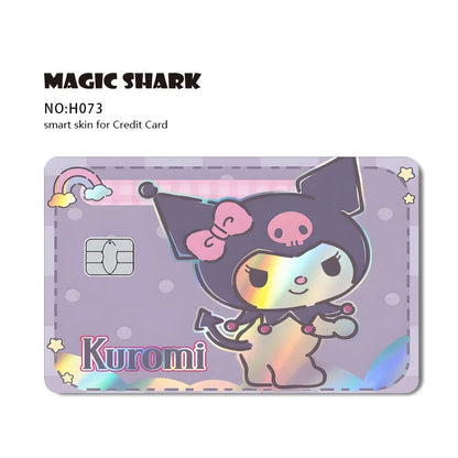 Hot Sale Hello Kitty Kuromi Holographic Laser Shinny Film Skin Cover Sticker for Debit Credit Card Bank Card