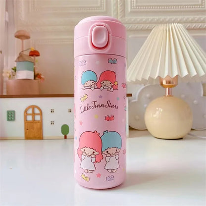Sanrio 304 Stainless Steel Vacuum Cup Kawaii Anime Thermos Cute Cartoon Mymelody Kuromi Cinnamoroll Bomb Lid Straight Drink Cup