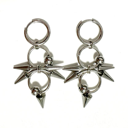 Goth Jewelry Rivet Tiger Nail Earrings Grunge Rock Accessories Punk Chains Earrings Women Punk Charms Fashion Earrings Aesthetic