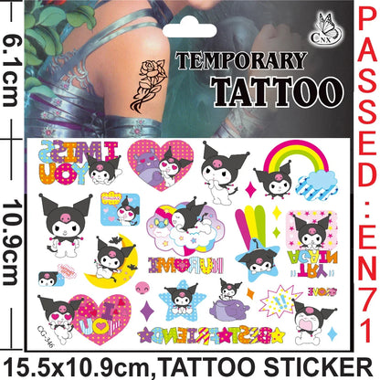 Sanrio series Tattoo Stickers Waterproof Cute Sticker Anime Birthday Party Supplies Decoration For Kids Women Men Gift
