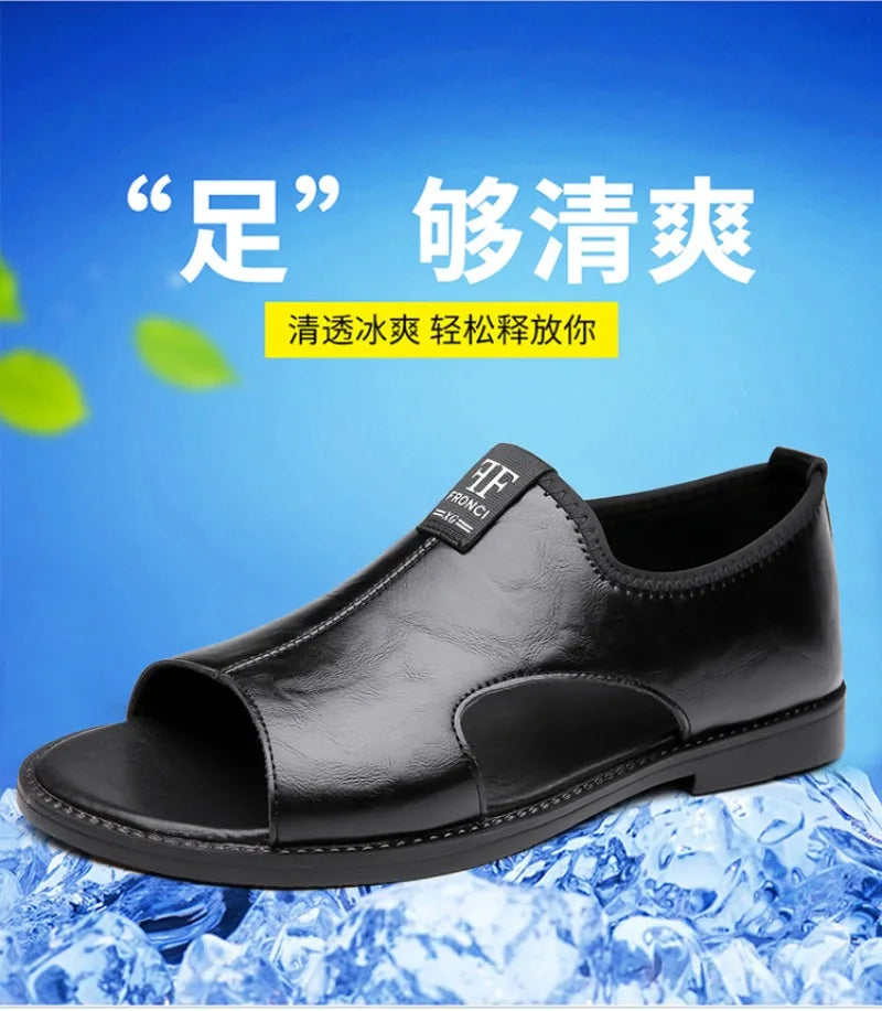 Sandals for Men Fashion Hollow Out Casual Shoes Soft Sole Comfort Beach Shoes for Men New Leather Flat Sandal Designer Sandalias