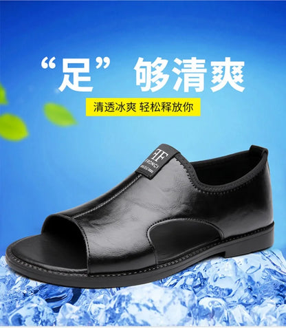 Sandals for Men Fashion Hollow Out Casual Shoes Soft Sole Comfort Beach Shoes for Men New Leather Flat Sandal Designer Sandalias