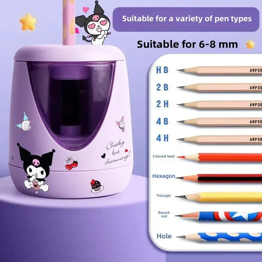 Sanrio kuromi cartoon automatic pencil sharpener children's cute electric pencil sharpener rechargeable stationery Kawaii gift