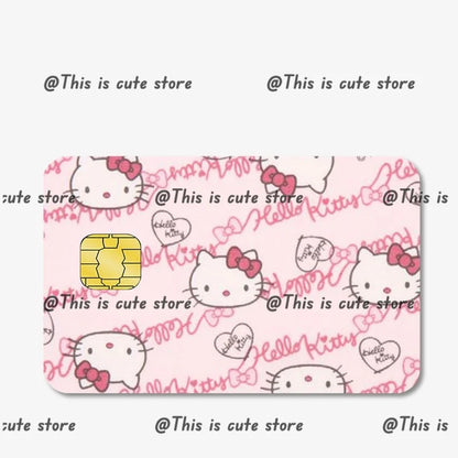 Sanrios Hello Kittys Kuromi Credit Card Skin Stickers for Bank Card Bus Anime Rilakkuma Metro Card Sticker Waterproof Girls Gift