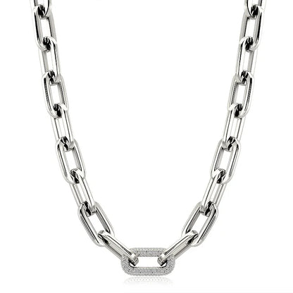 Fashion Women Big Chunky Bracelets Chains with Blink Rhinestones Link Gold Silver Color Surgical Stainless Steel Bracelets