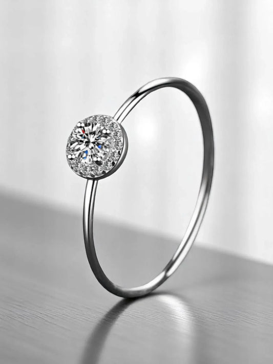 Fashion Moissanite Ring 925 Sterling Silver D Color VVS1 Women's 0.3CT Diamond Round Bag Trendy and Luxury Wedding Fashion Jewel
