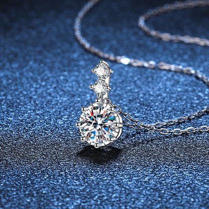 1ct 6.5mm Dカラー モアサナイト ダイヤモンド ペンダント ネックレス 925スターリングシルバー ネックチェーン レディース用 GRAギフト付き