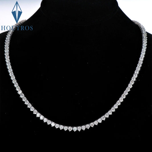 3 Prongs D VVS1 Full Moissanite Tennis Necklace 925 Sterling Silver 3/4/5mm Diamond Chain with GRA Fine Jewelry for Women Man