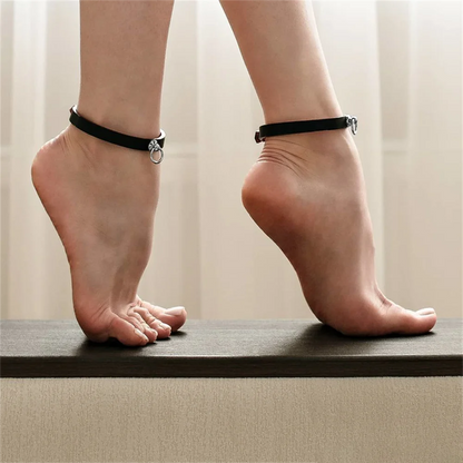 Ankle Belt Black O-Ring Ankle Punk Leather Feather Anklet Men's Women Alloy Pendant Accessories YK2 Ankle Belt