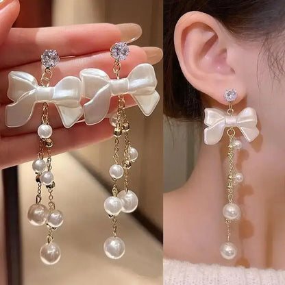 925 Silver Needle Blue Purple Butterfly Long Tassel Earrings For Women Jewelry 2025 Trending New Korean Crystal Drop Earrings