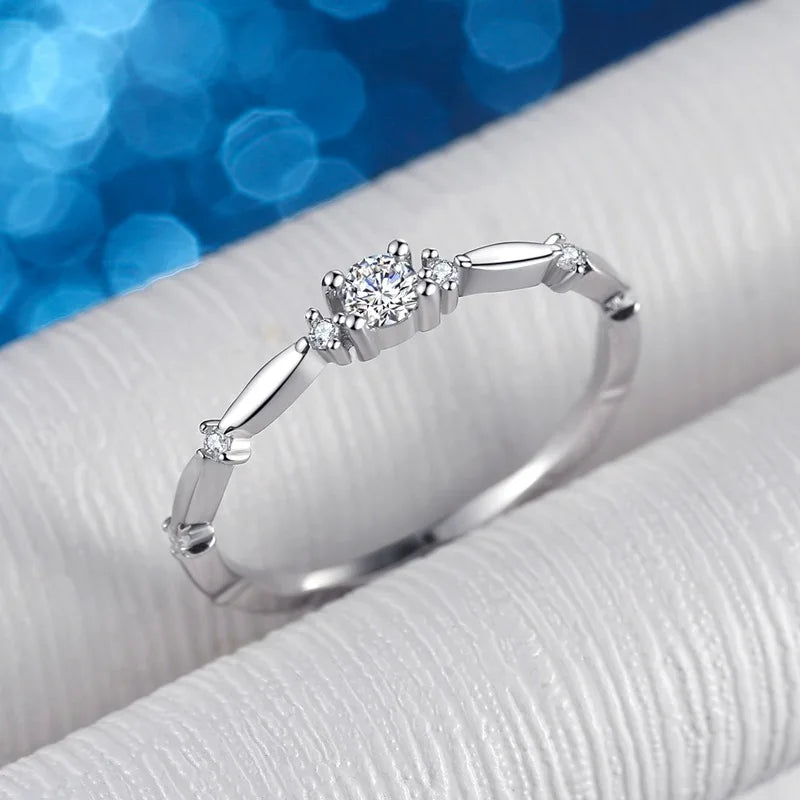 3mm 0.1 carat moissanite ring  S925 Silver Matching Wedding Diamonds Band female Ring White Gold Gift Jewelry gift wholesale