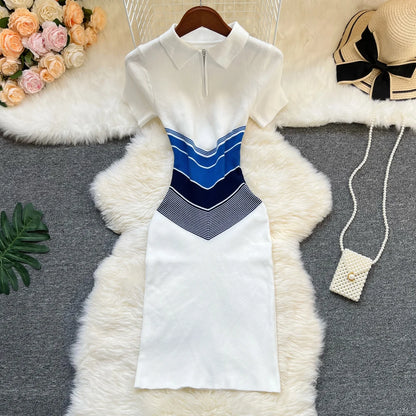 YuooMuoo Chic Fashion Sexy Wrap Hips Mini Dress 2025 Ins Hot Patchwork Slim Waist Knitted Summer Dress Streetwear Lady Outfits
