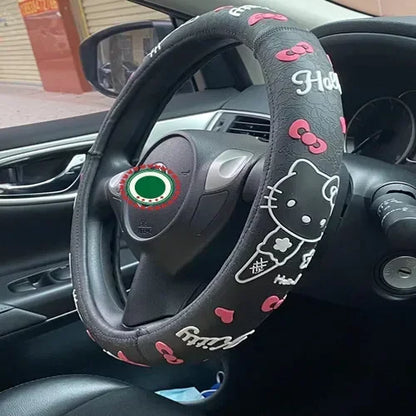 Hello Kitty Stuff Car Steering Wheel Cover All Season Non-Slip Handlebar Cover Eco-friendly Rubber Ring Female Owner Accesorios