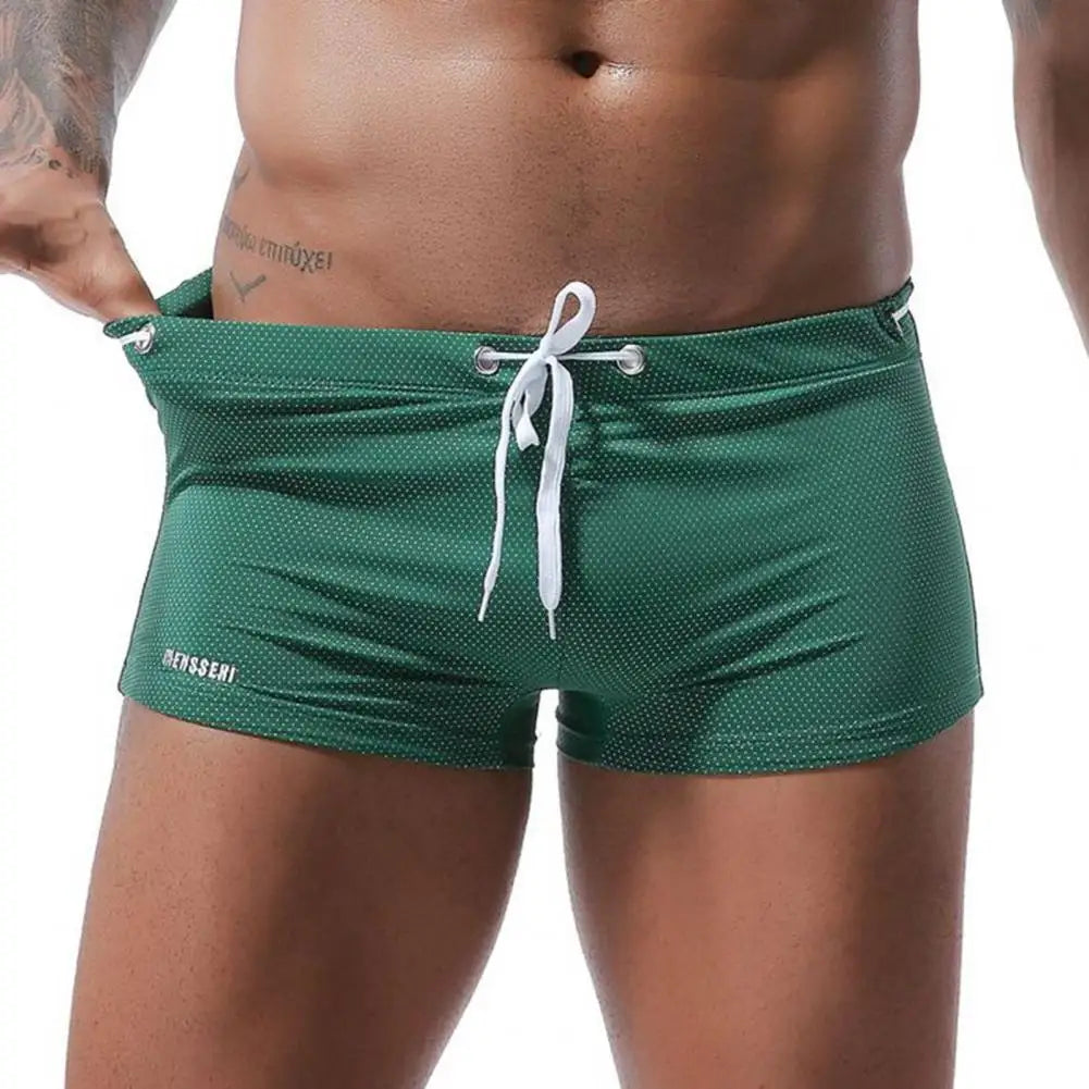 Summer Men Swim Shorts Low-rise Swimwear Beach Tight Swimming Trunks With Waist Tie Swimsuit Sports Surf Shorts Trunks 남자 수영복