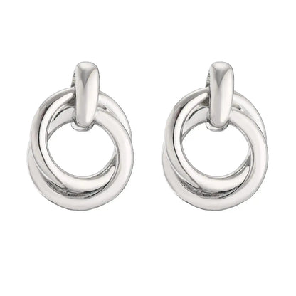 925 Silver Needle Korean Big Elegant Earrings For Woman Metal Jewelry 2025 Trending Vintage Geometric Women's Earrings Z40