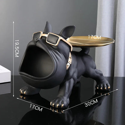 30cm ホームデコレーション ブルドッグ 置物 犬像 収納ボックス 動物飾り 樹脂工芸 アート彫刻 置物 ホーム 子犬彫刻