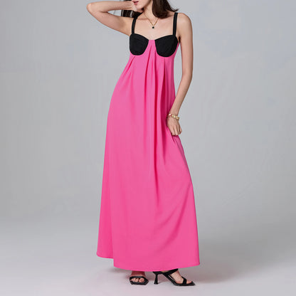 Puloru Night Clubbing Party Dresses Women Patchwork Backless Sleeveless Loose Fit Slips Long Dress Gown Evening Vestidos