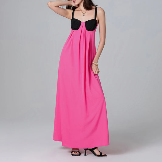 Puloru Night Clubbing Party Dresses Women Patchwork Backless Sleeveless Loose Fit Slips Long Dress Gown Evening Vestidos