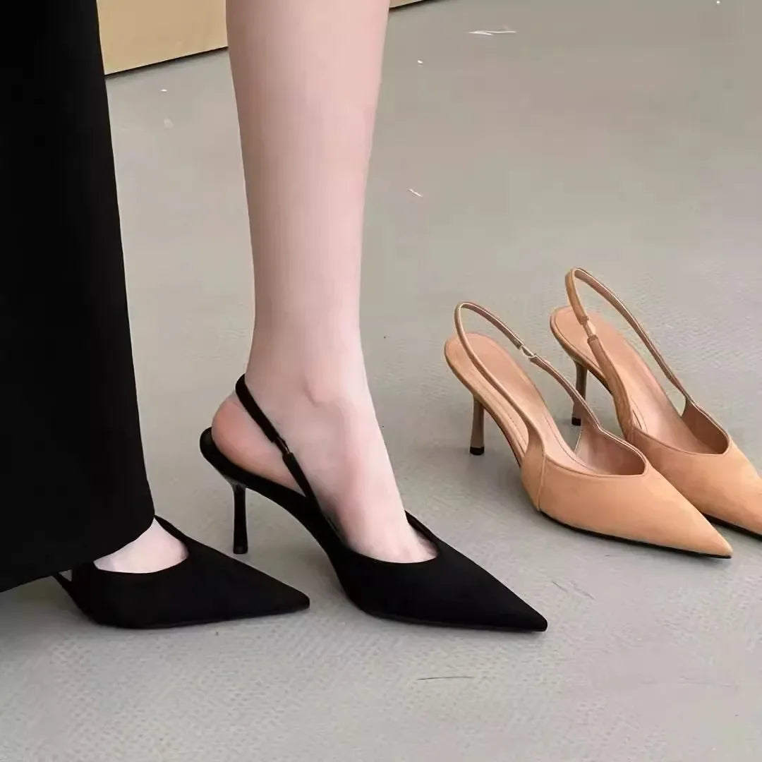 Women High Heels 2025 Summer New Fashion Pointed Toed Pumps Female Stiletto Slingback Shallow Weddings Bridal Shoes Zapatos