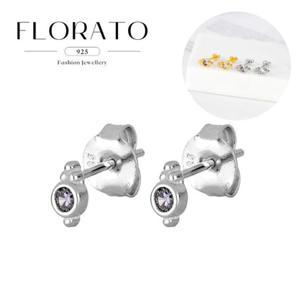 925 Sterling Silver Ear Needle White Crystal Hoop Earrings For Women vintage Piercing Pendientes Earrings Jewelry Accessories