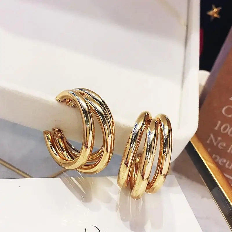 925 Silver Needle Korean Big Elegant Earrings For Woman Metal Jewelry 2025 Trending Vintage Geometric Women's Earrings Z40