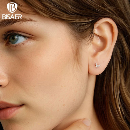 BISAER Butterfly Moissanite Stud Earrings 925 Sterling Silver D Color VVS1 EX Delicate Lab Diamond for Women Party Fine Jewelry