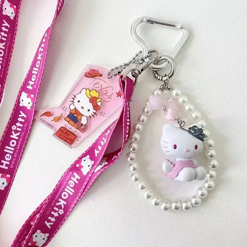 Sanrios Hellokittys Keychain Kawaii Cute Action Figure Rabbit Plush Key Chain Doll Pendant Bag Charm Accessories Keyring Ins