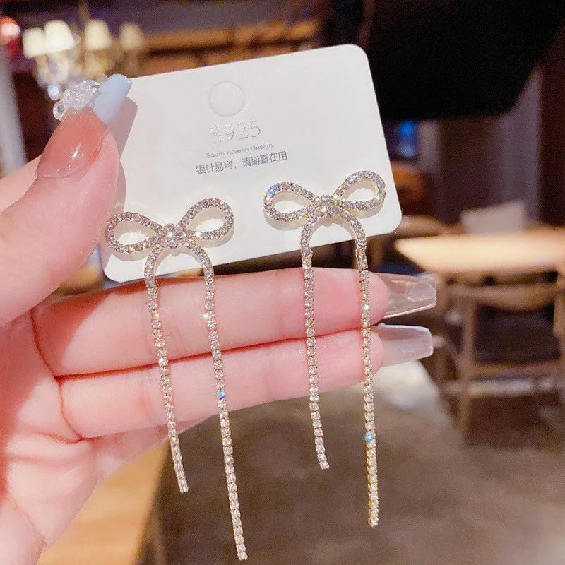925 Silver Needle Korean Fashion Pearl Tassel Earrings For Women Jewelry 2025 Trending New Luxury Women's Zircon Pearl Earrings