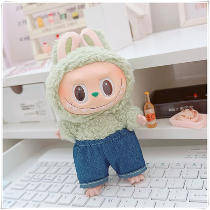 17cm Labubuベア カジュアルジャケット ドール服 - Pullip、Blythe、OB11、BJD用かわいいぬいぐるみアウター、カワイイテディコート