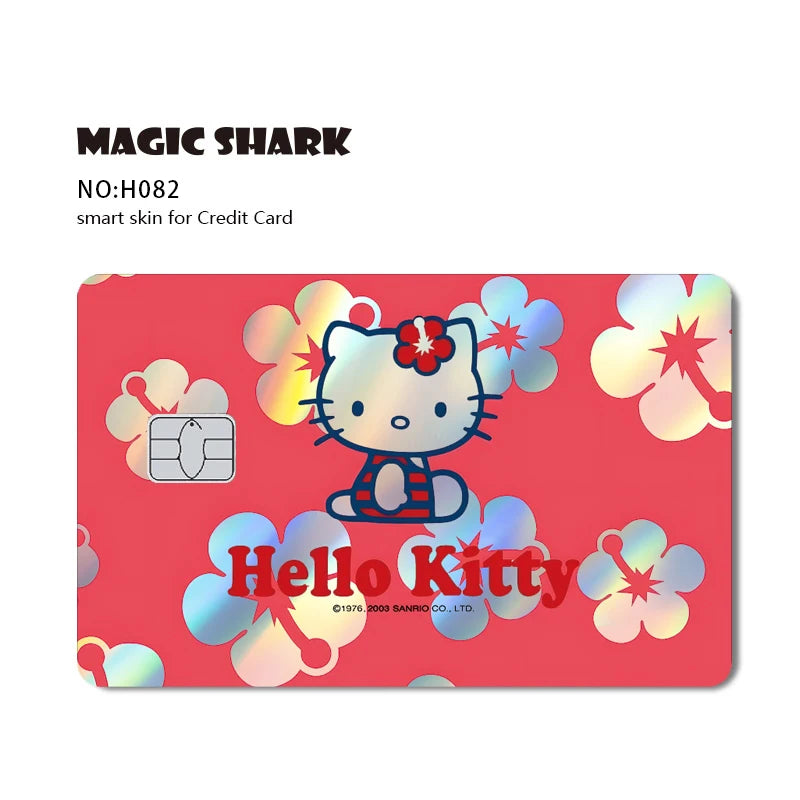 ホットセール Hello Kitty Kuromi ホログラフィックレーザー光沢フィルムスキンカバーステッカー（デビット・クレジットカード・銀行カード用）