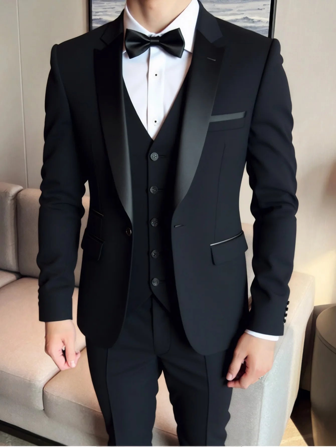 3 Piece Suit Jacket Vest Trousers/Fashion Men's Casual High Quality Business Slim Groom Wedding Formal Suit Jacket Trousers