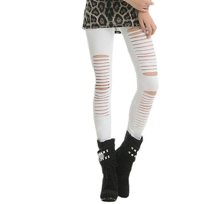セクシーレギンス ダメージレギンス レディース ローウエストパンツ ホールアウトレギンス ストレッチ ダンス クラブ ストリートパンツ