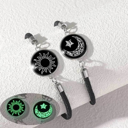 Romantic Luminous Sun Moon Couple Bracelets for Women Men Handmade Braided Rope Matching Bracelet Valentine's Day Jewelry Gifts