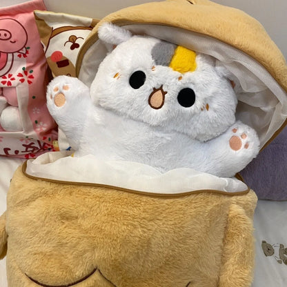1pc 40/60/80cm Japan Taiyaki Cat Plush Toy Anime Figure Cat Hiding in Cushion Bag Ferry Bunny Carrot Animal Plushie Throw Pillow