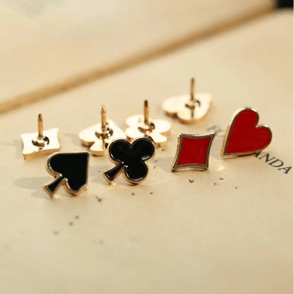 4pcs/set Popular Zinc Alloy Poker Broche Brooch Badges Small Poker Cufflinks Pins Brooches for Women Men Shirt Collar Accessory