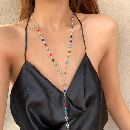 Bohemian Long Y-Shaped Necklaces for Women Y2K Metal Clavicle Chain Gold Color Choker Holiday Party Jewelry Necklace Gift Collar