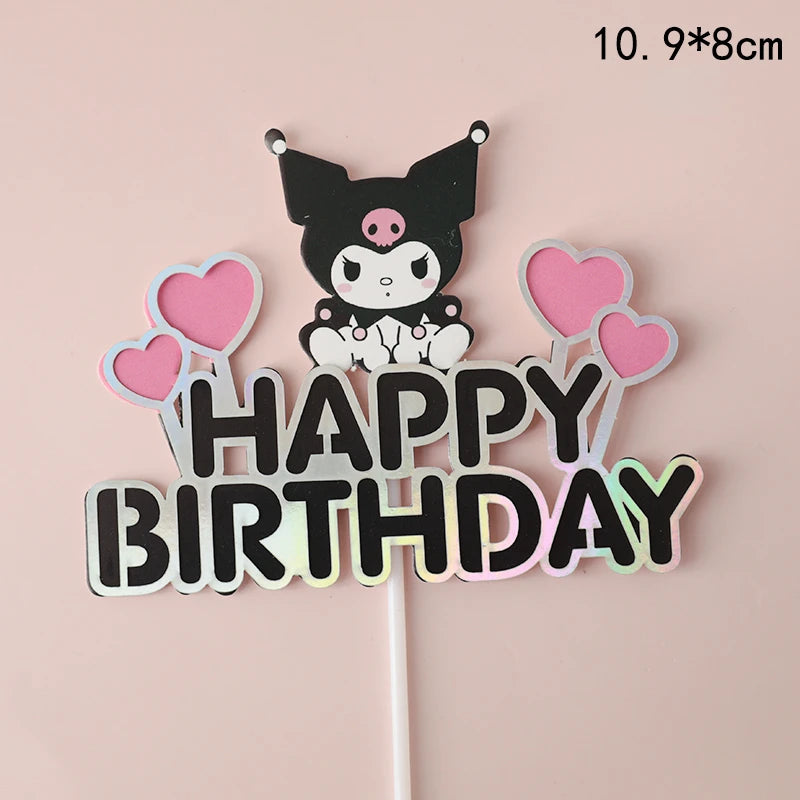 Cartoon Figure Kulomi Cake Decoration Sanrio Girl Child Happy Birthday Party Supplies Wedding Anniversary Decora Cake Topper