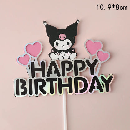 Cartoon Figure Kulomi Cake Decoration Sanrio Girl Child Happy Birthday Party Supplies Wedding Anniversary Decora Cake Topper