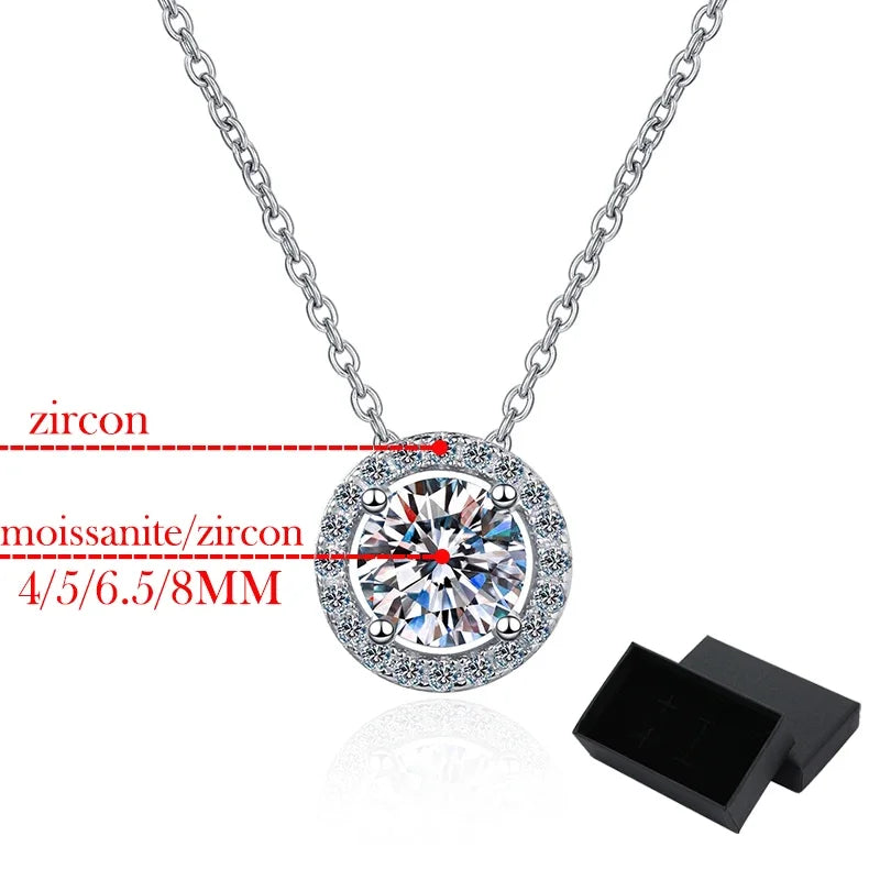 Smyoue 0.3-2CT 100% D Color Moissanite Necklace for Women Sparkling Lab Diamond Pendant 925 Sterling Silver Wedding Jewelry GRA