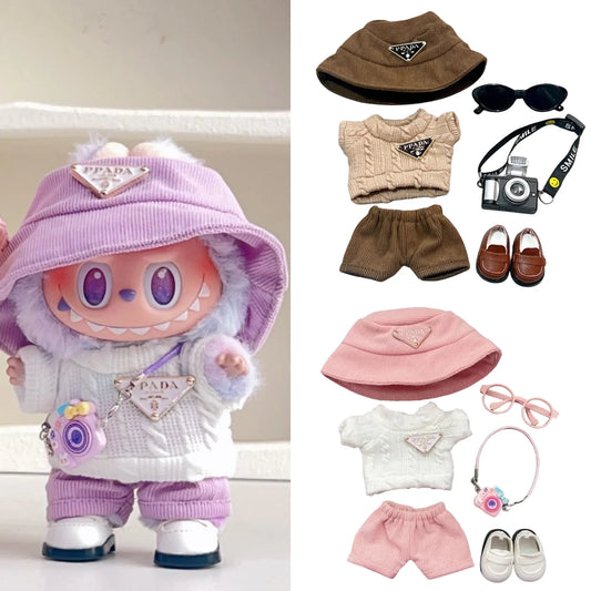 Labubu第一世代と第二世代のベビー服 Labubu三角セーターオーバーオール帽子セット お座りパーティーにも着用可能