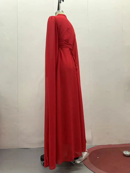 Party Dresses Women Long Dress Round Collar Solid Color Lace Up Tight Waist A Line 2025 Female Vestidos Temperament Maxi Gown
